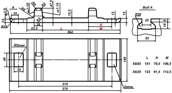 чертеж Подкладки кб 65