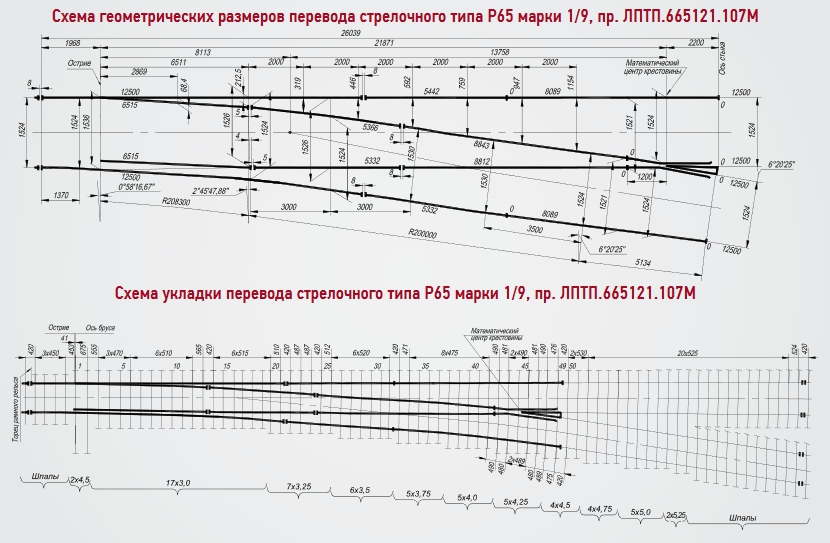 чертеж стрелочного перевода проект 2215 марка 1/9